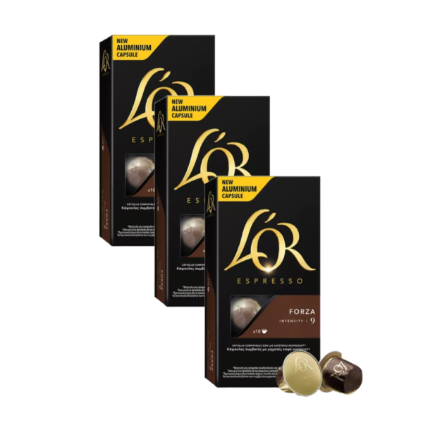 LOR Espresso FORZA Cápsula de Café Paquete de 3 Intensidad 9